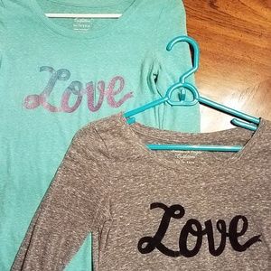 sold...Two American Eagle LOVE Tops